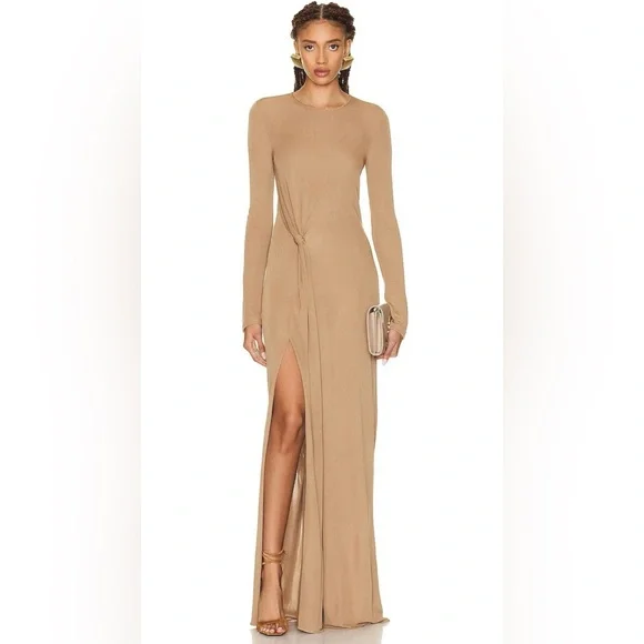 💯Authentic SAINT LAURENT Natural Beige Side Knot Gown, Seen on TV on EMMA ROBERT - Picture 5 of 17